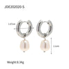 1 Pair INS Style Round Plating Inlay 304 Stainless Steel Pearl Earrings