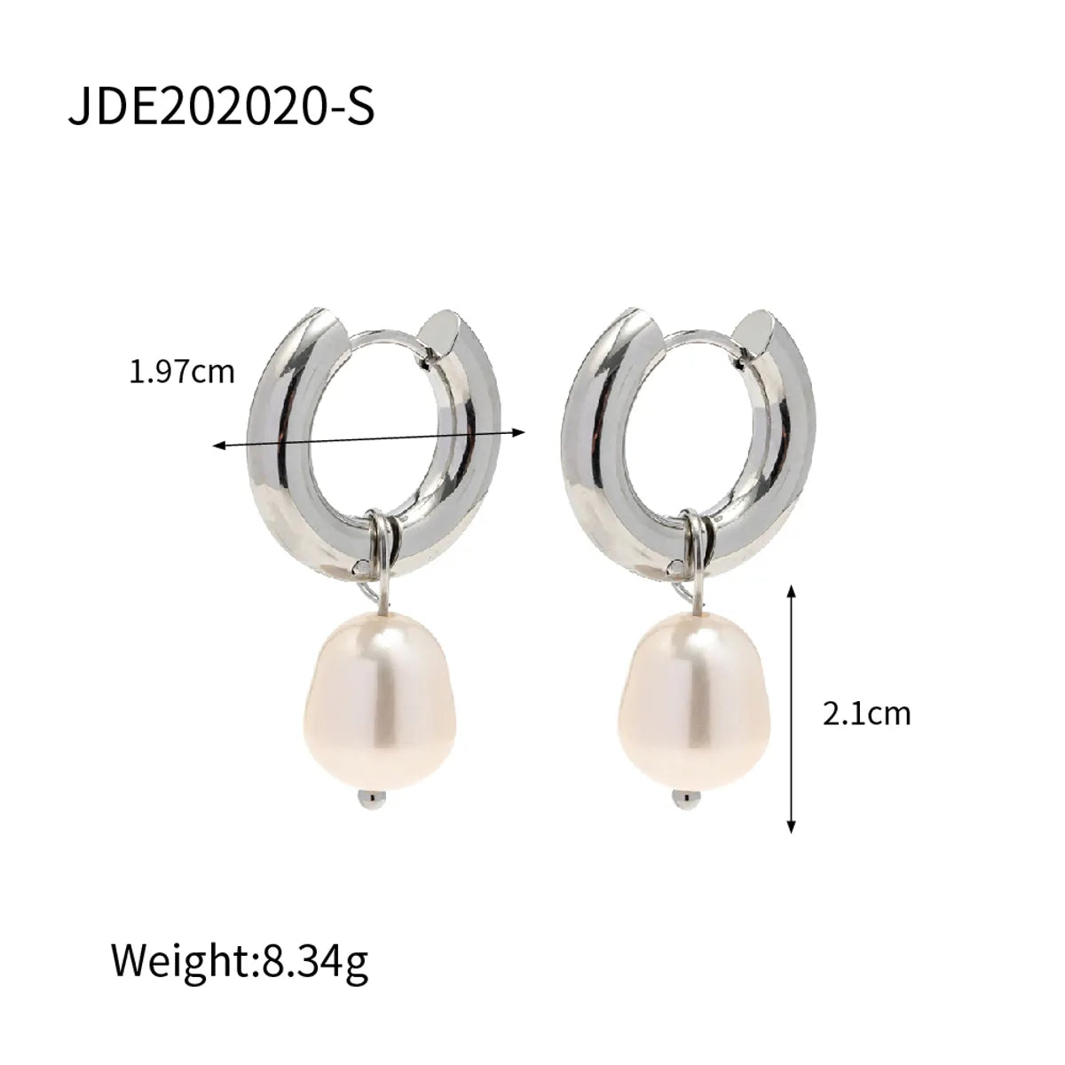 1 Pair INS Style Round Plating Inlay 304 Stainless Steel Pearl Earrings