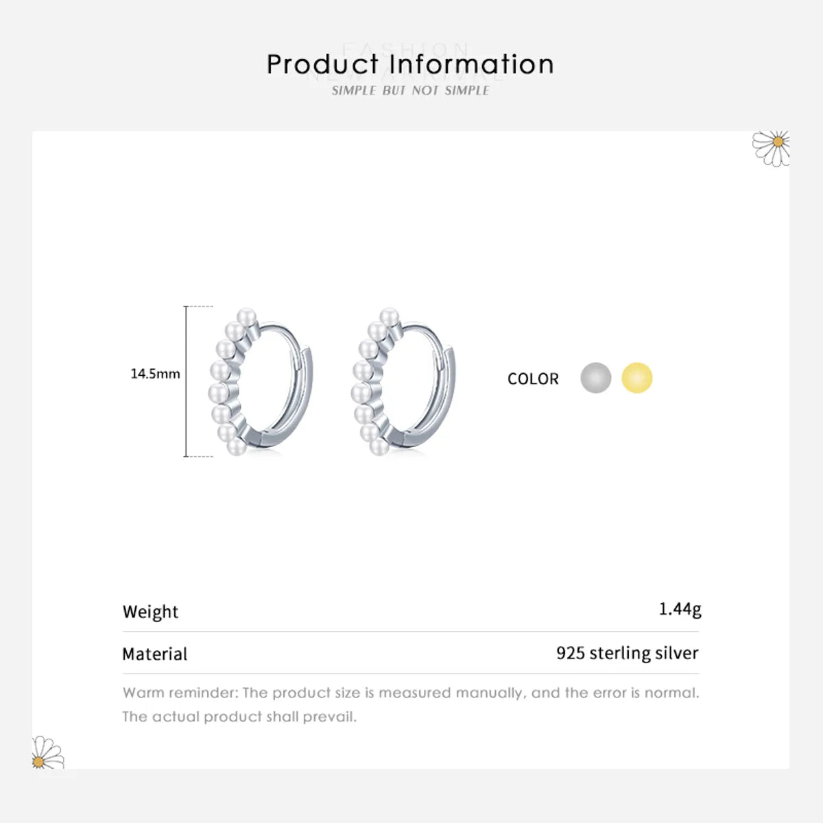 1 Pair Ins Style Round Sterling Silver Plating Inlay Artificial Pearls 14k Gold Plated Rhodium Plated Hoop Earrings