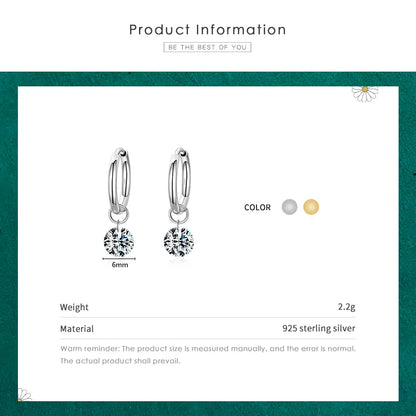 1 Pair Ins Style Round Sterling Silver Plating Inlay Zircon 14k Gold Plated Rhodium Plated Drop Earrings