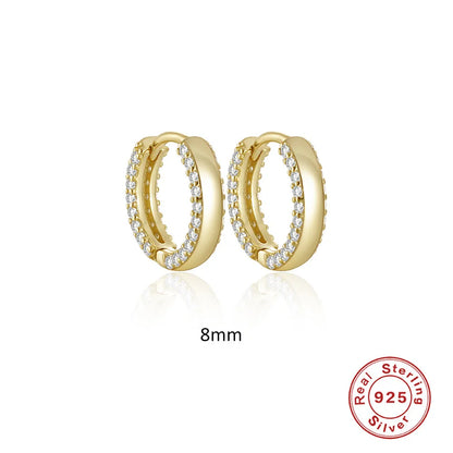 1 Pair Ins Style Round Sterling Silver Plating Inlay Zircon Hoop Earrings