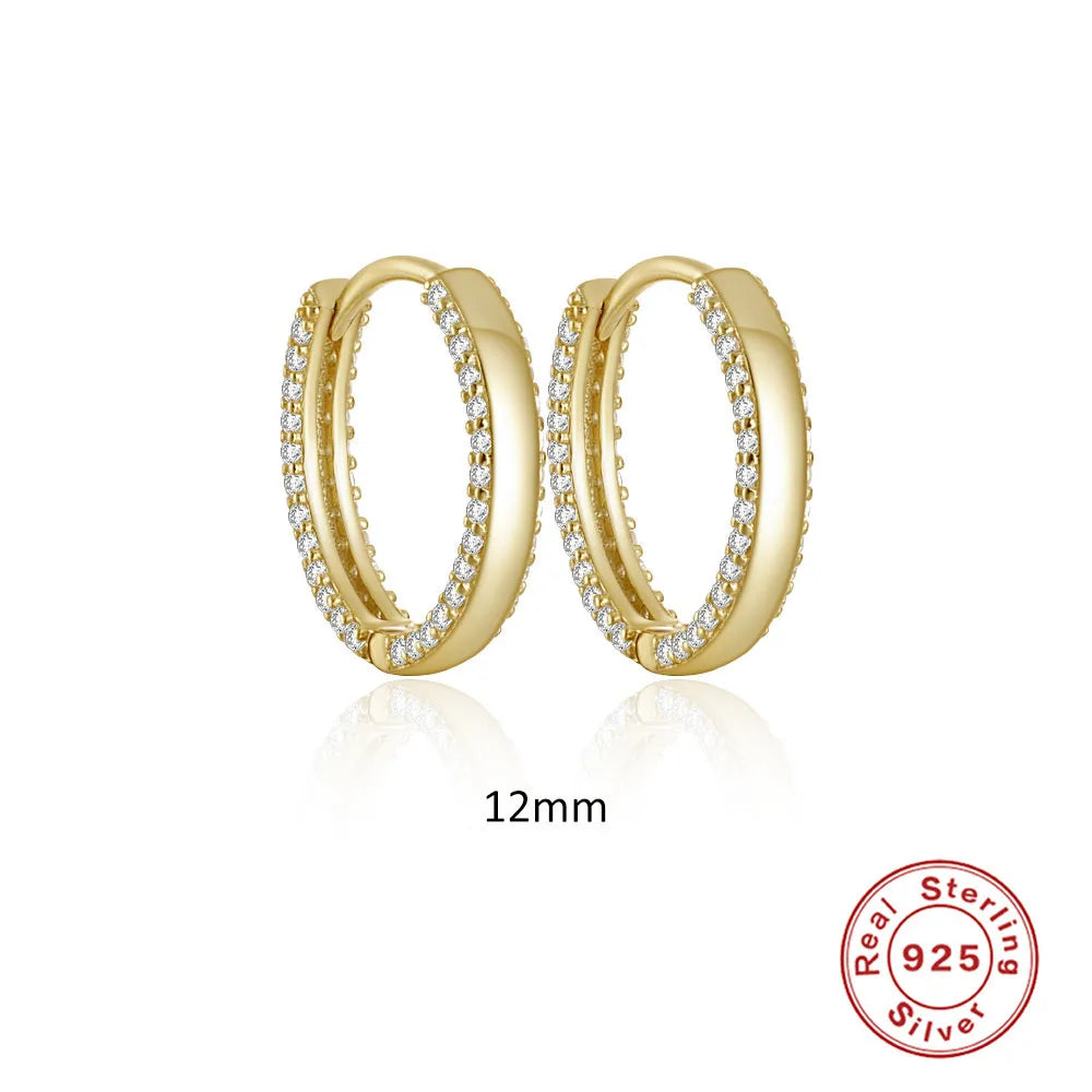 1 Pair Ins Style Round Sterling Silver Plating Inlay Zircon Hoop Earrings