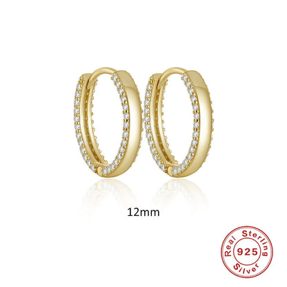 1 Pair Ins Style Round Sterling Silver Plating Inlay Zircon Hoop Earrings