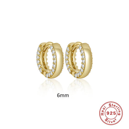 1 Pair Ins Style Round Sterling Silver Plating Inlay Zircon Hoop Earrings