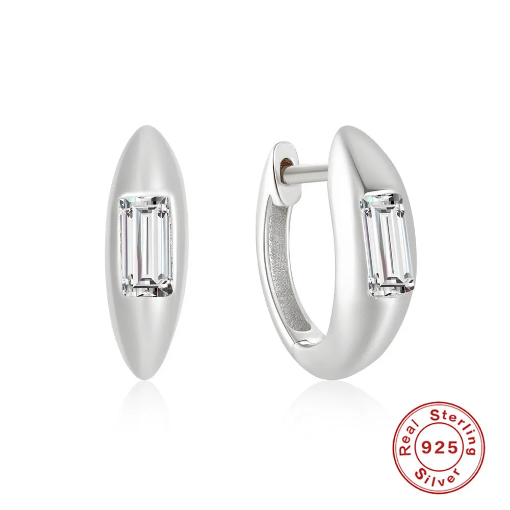 1 Pair Ins Style Round Sterling Silver Plating Inlay Zircon Hoop Earrings