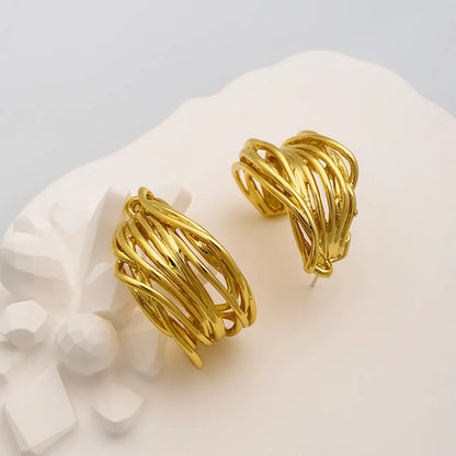 1 Pair Ins Style Simple Style C Shape Lines Plating Copper Ear Studs