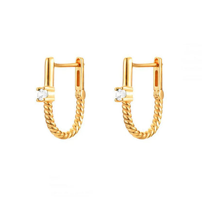 1 Pair Ins Style Simple Style U Shape Copper Plating Inlay Zircon Earrings