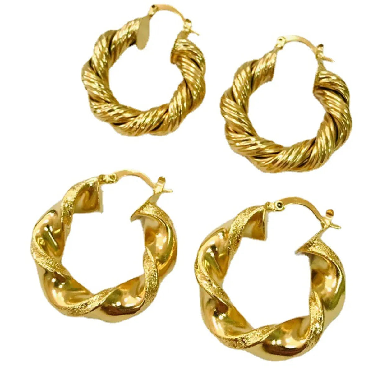 1 Pair Ins Style Twist Copper Plating 18k Gold Plated Earrings