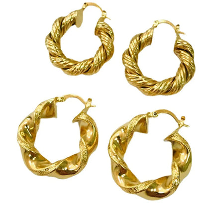 1 Pair Ins Style Twist Copper Plating 18k Gold Plated Earrings