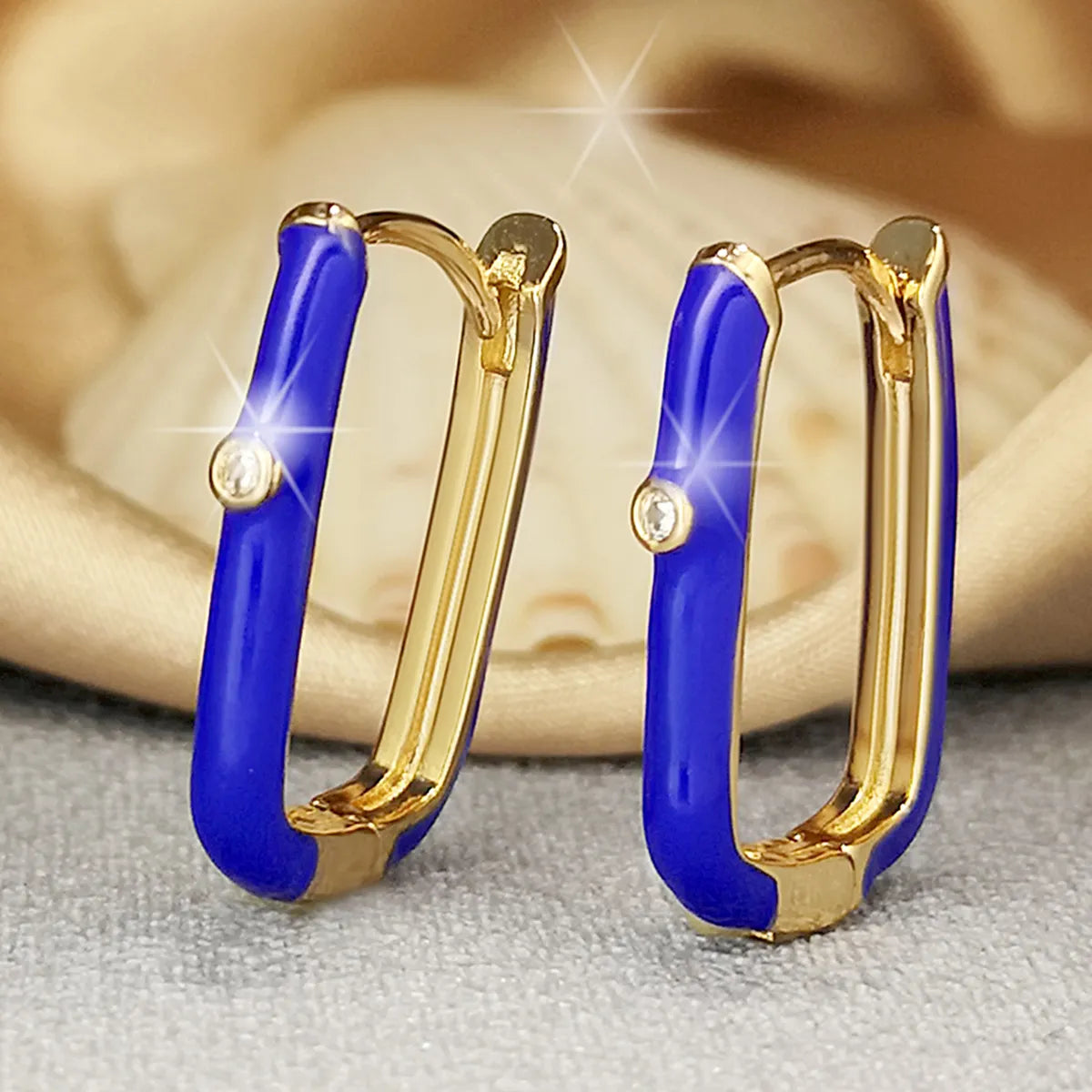 1 Pair Ins Style U Shape Copper Plating Inlay Zircon Gold Plated Silver Plated Hoop Earrings