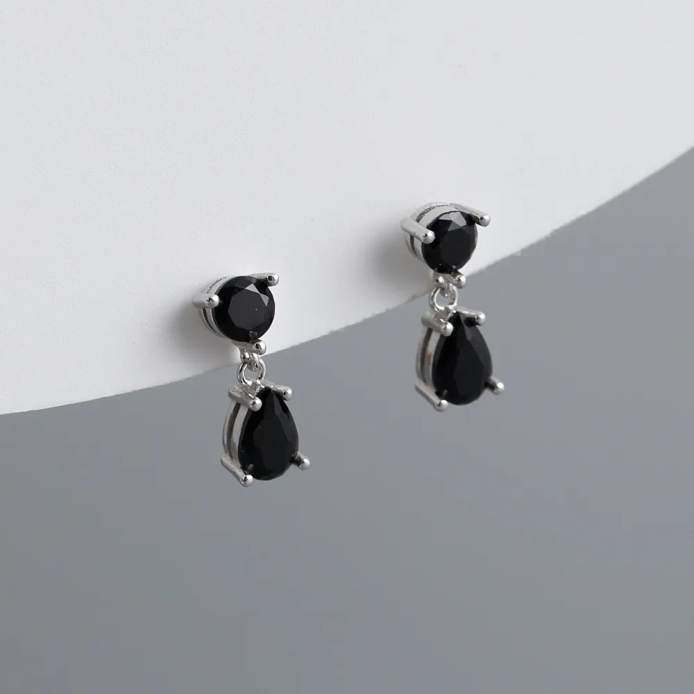 1 Pair Ins Style Water Droplets Sterling Silver Inlay Zircon Drop Earrings