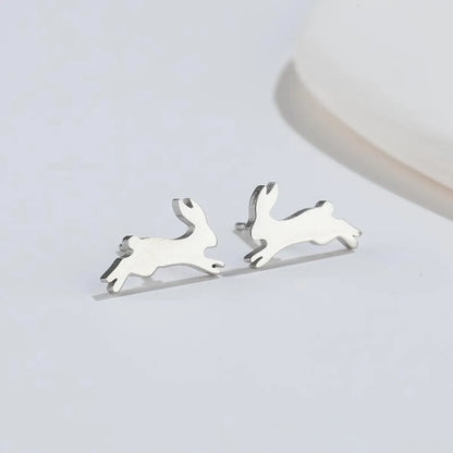 1 Pair Japanese Style Rabbit Animal Plating 304 Stainless Steel 18K Gold Plated Ear Studs