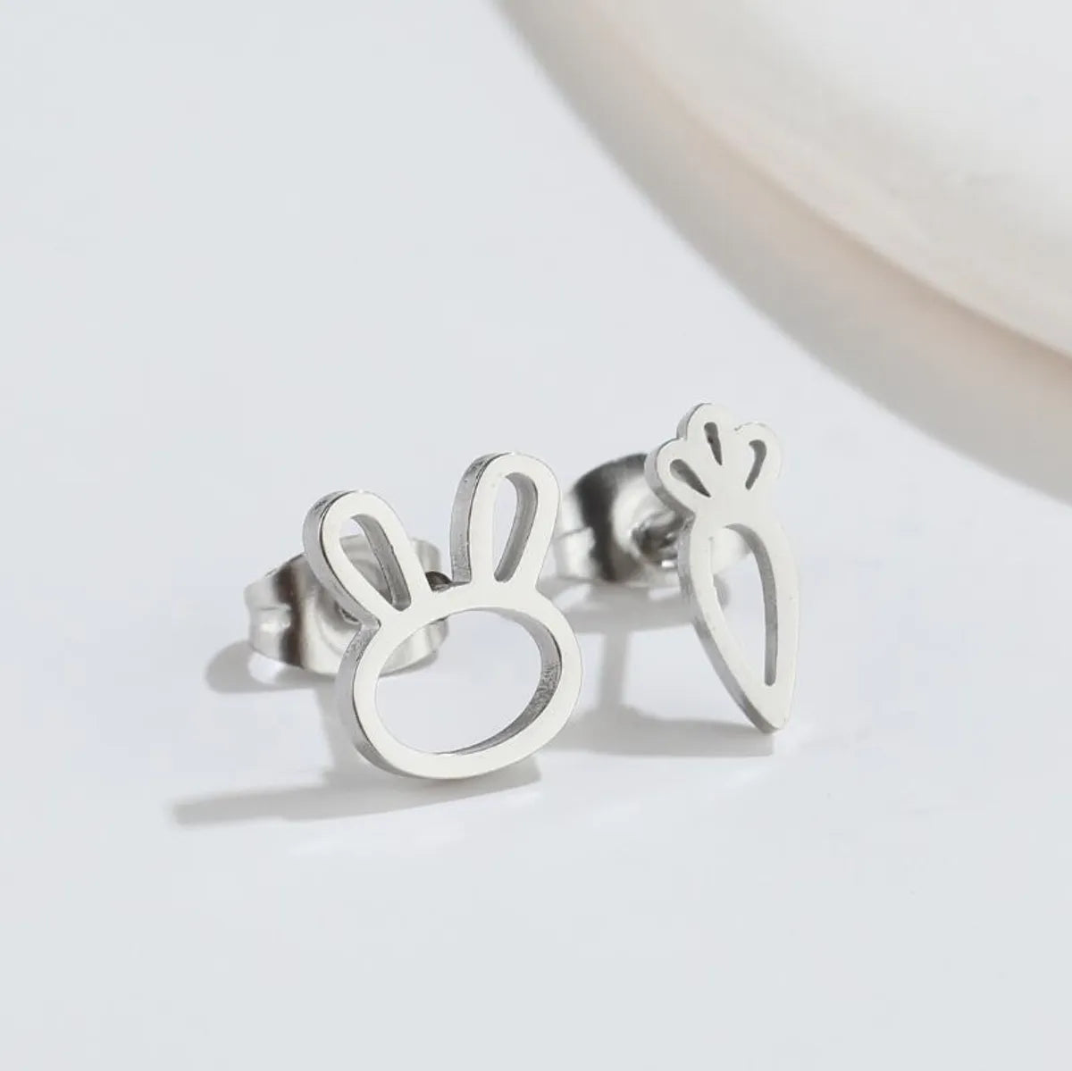 1 Pair Japanese Style Rabbit Animal Plating 304 Stainless Steel 18K Gold Plated Ear Studs