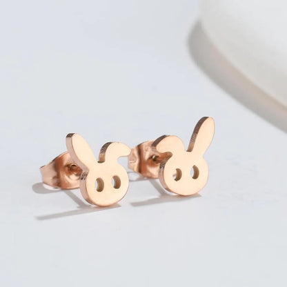 1 Pair Japanese Style Rabbit Animal Plating 304 Stainless Steel 18K Gold Plated Ear Studs