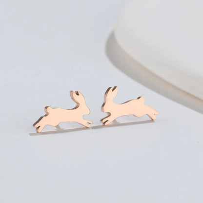 1 Pair Japanese Style Rabbit Animal Plating 304 Stainless Steel 18K Gold Plated Ear Studs