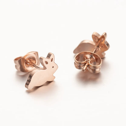 1 Pair Japanese Style Rabbit Animal Plating 304 Stainless Steel 18K Gold Plated Ear Studs