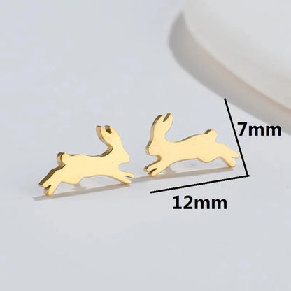 1 Pair Japanese Style Rabbit Animal Plating 304 Stainless Steel 18K Gold Plated Ear Studs