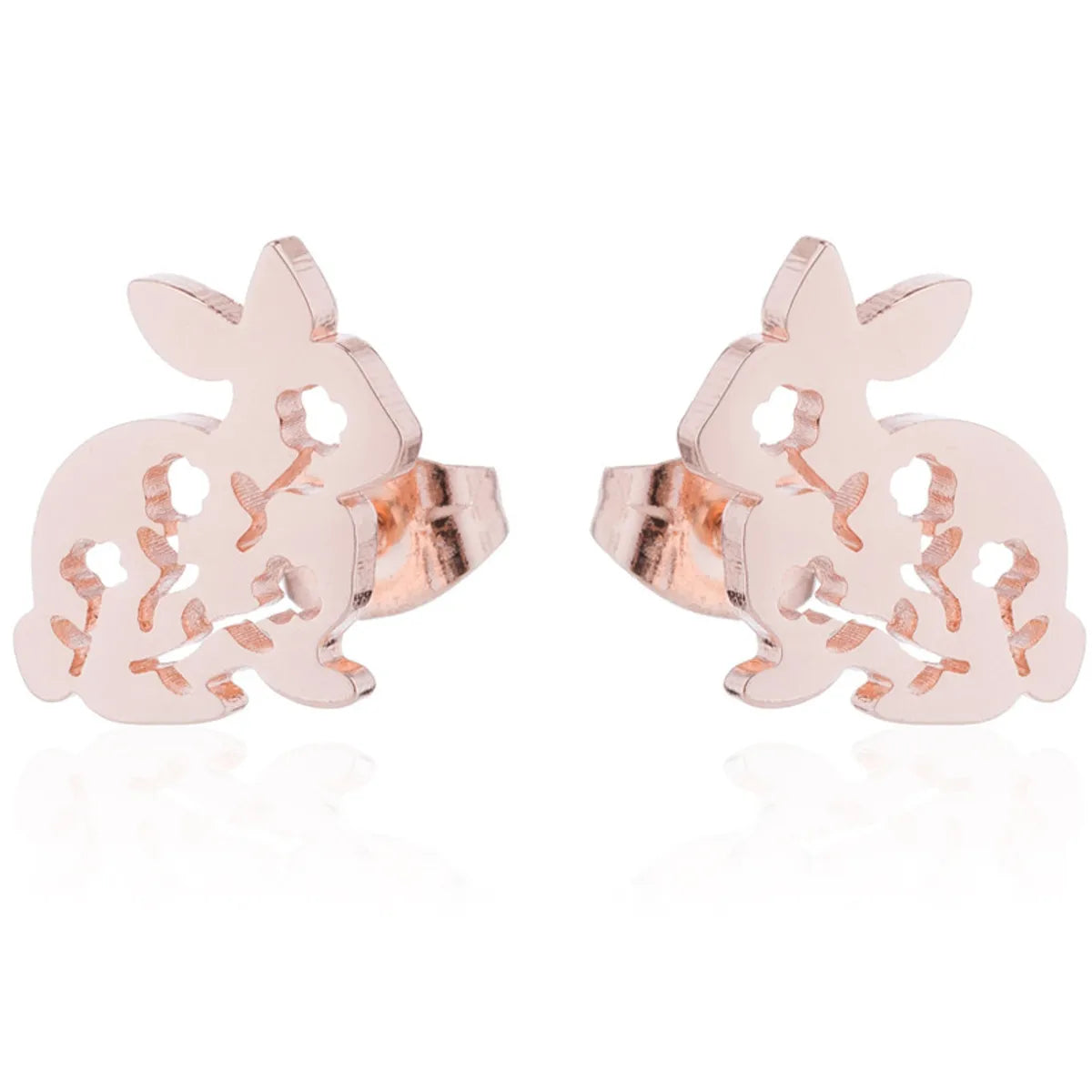 1 Pair Japanese Style Rabbit Animal Plating 304 Stainless Steel 18K Gold Plated Ear Studs