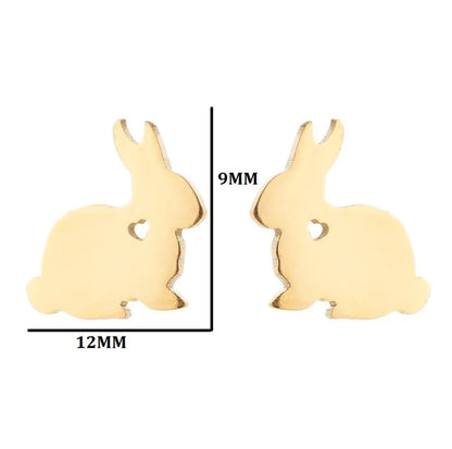 1 Pair Japanese Style Rabbit Animal Plating 304 Stainless Steel 18K Gold Plated Ear Studs