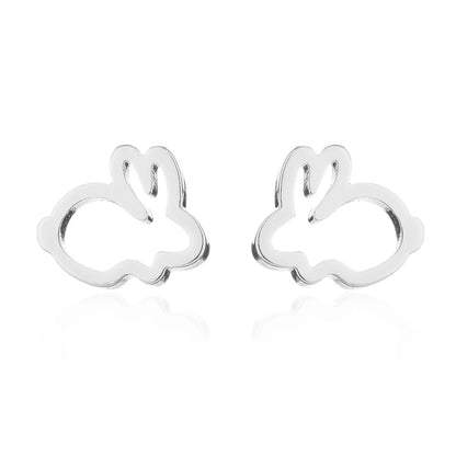 1 Pair Japanese Style Rabbit Animal Plating 304 Stainless Steel 18K Gold Plated Ear Studs