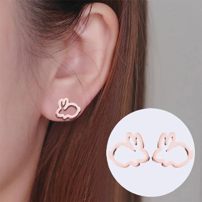 1 Pair Japanese Style Rabbit Animal Plating 304 Stainless Steel 18K Gold Plated Ear Studs