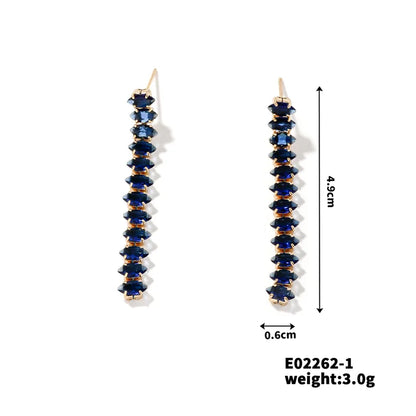 1 Pair Japanese Style Simple Style Shiny Tassel Inlay Copper Zircon K Gold Plated Rhodium Plated Drop Earrings