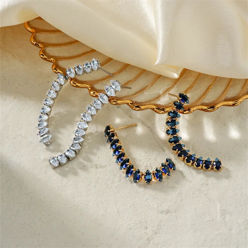 1 Pair Japanese Style Simple Style Shiny Tassel Inlay Copper Zircon K Gold Plated Rhodium Plated Drop Earrings