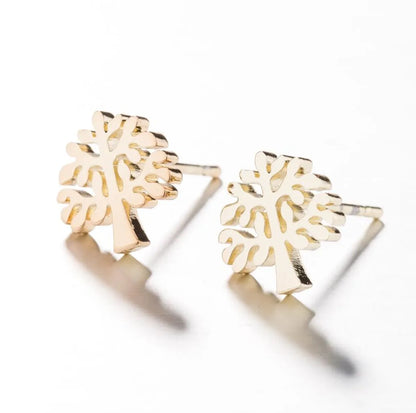 1 Pair Japanese Style Simple Style Tree Polishing Plating 304 Stainless Steel 18K Gold Plated Ear Studs