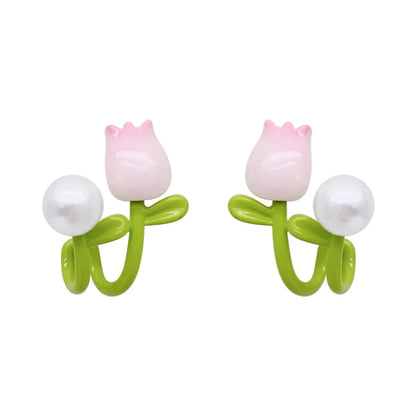 1 Pair Korean Style Flower Enamel Alloy Ear Studs