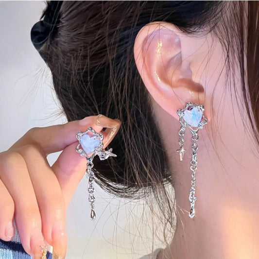 1 Pair Korean Style Heart Shape Alloy Drop Earrings