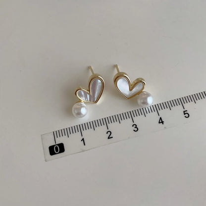 1 Pair Korean Style Heart Shape Alloy Ear Studs