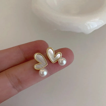 1 Pair Korean Style Heart Shape Alloy Ear Studs