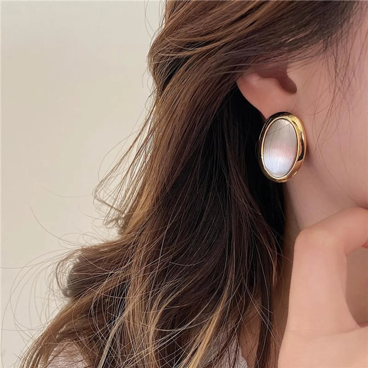 1 Pair Korean Style Oval Alloy Ear Studs