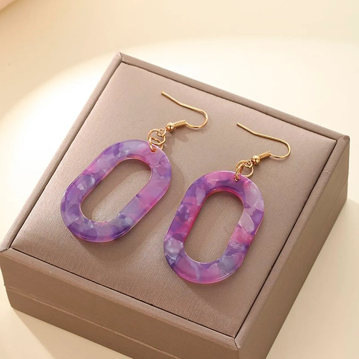 1 Pair Korean Style Oval Arylic Acetic Acid Sheets Women's Drop Earrings