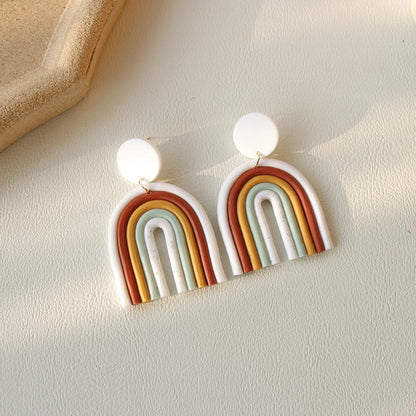 1 Pair Korean Style Rainbow Soft Clay Women's Drop Earrings