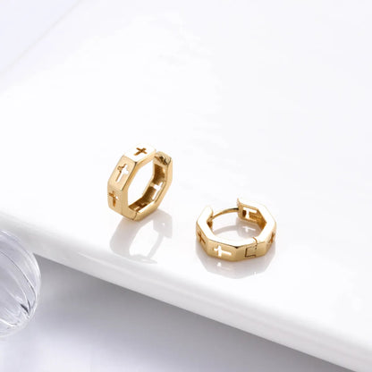 1 Pair Korean Style Round Copper Plating Inlay Zircon 18k Gold Plated Hoop Earrings Earrings