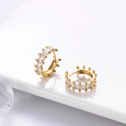 1 Pair Korean Style Round Copper Plating Inlay Zircon 18k Gold Plated Hoop Earrings Earrings