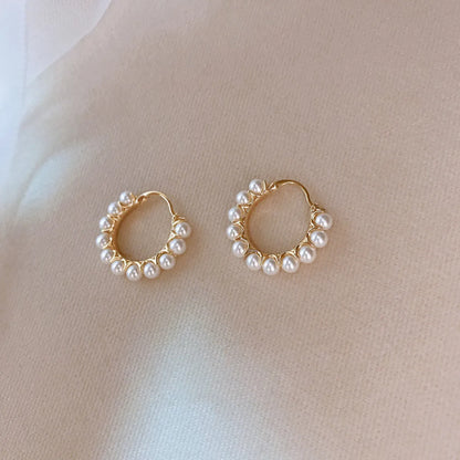 1 Pair Korean Style Round Imitation Pearl Alloy Earrings