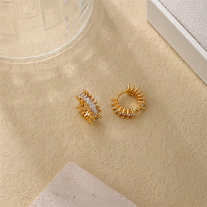 1 Pair Korean Style Round Plating Inlay Copper Zircon Gold Plated Earrings