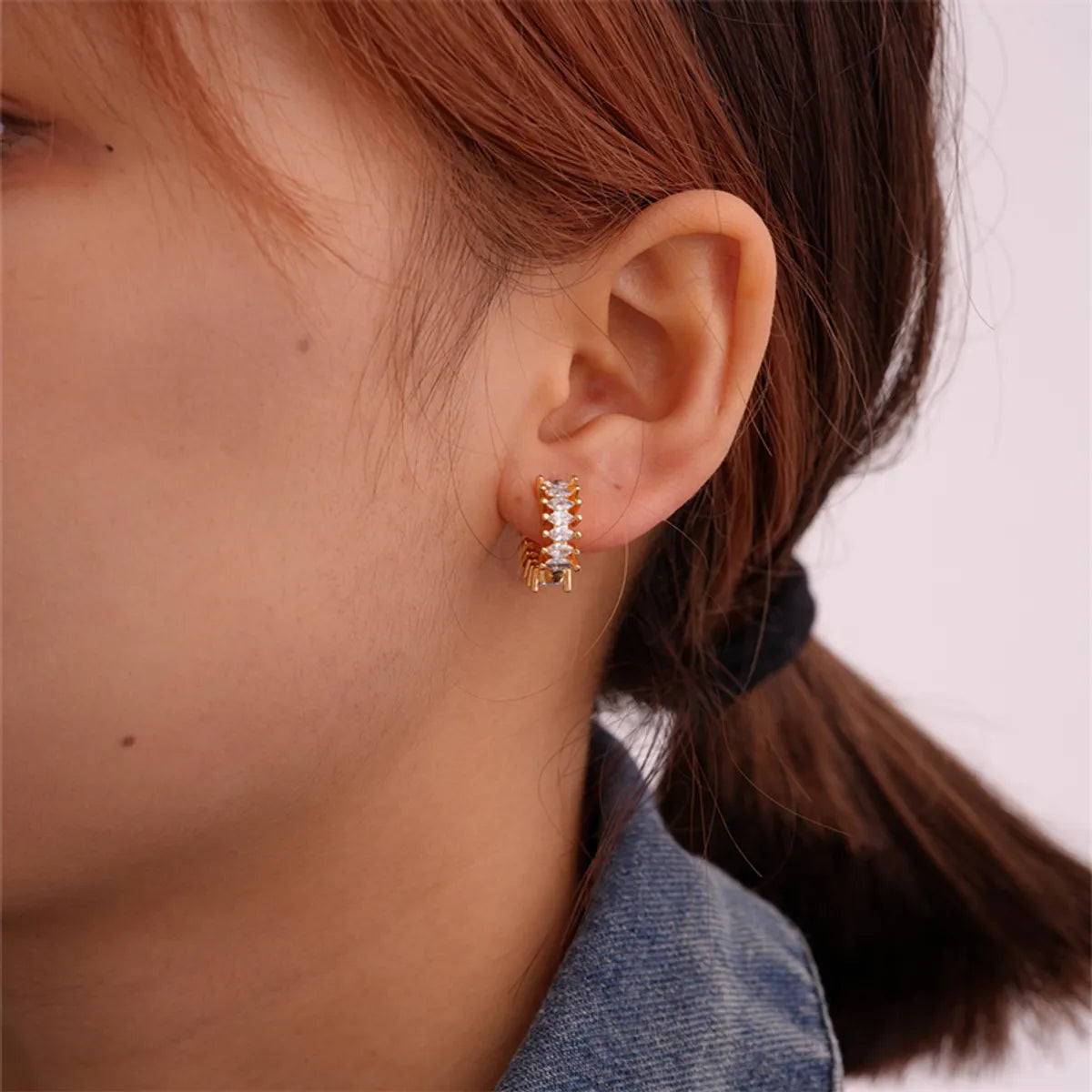 1 Pair Korean Style Round Plating Inlay Copper Zircon Gold Plated Earrings