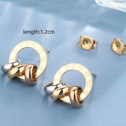 1 Pair Korean Style Round Plating Stainless Steel 18K Gold Plated Earrings