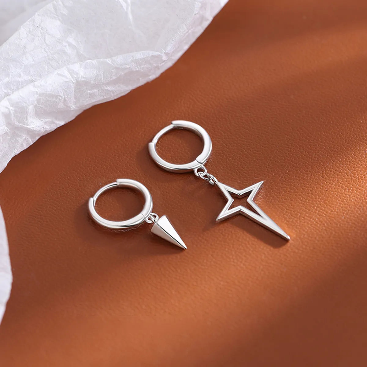 1 Pair Korean Style Solid Color Plating Alloy Silver Plated Drop Earrings