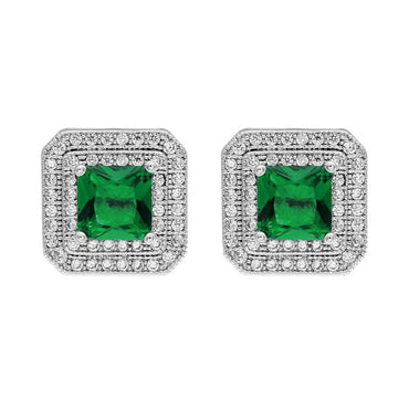 1 Pair Korean Style Square Plating Inlay Copper Zircon White Gold Plated Ear Studs