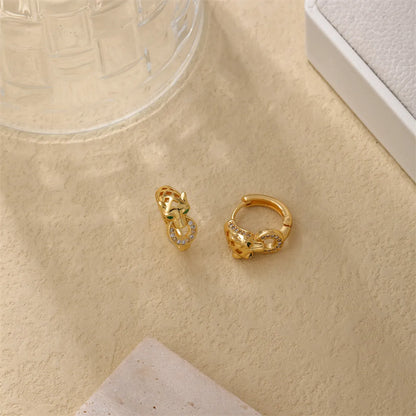 1 Pair Lady Animal Plating Inlay Copper Zircon Gold Plated Earrings