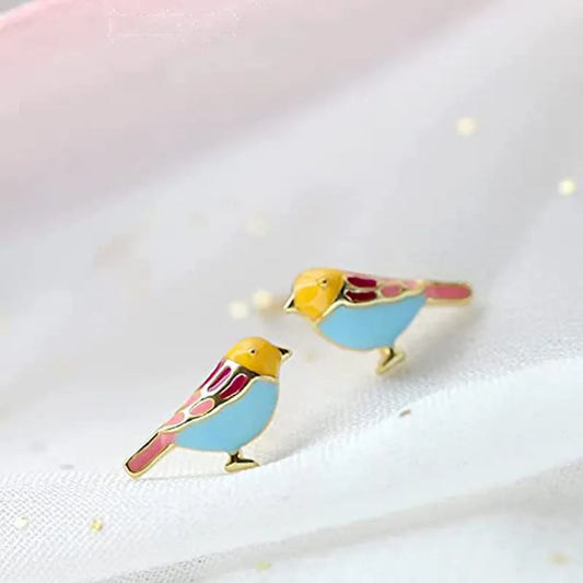 1 Pair Lady Bird Enamel Copper Ear Studs