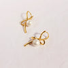 1 Pair Lady Bow Knot Plating Imitation Pearl Brass Ear Studs