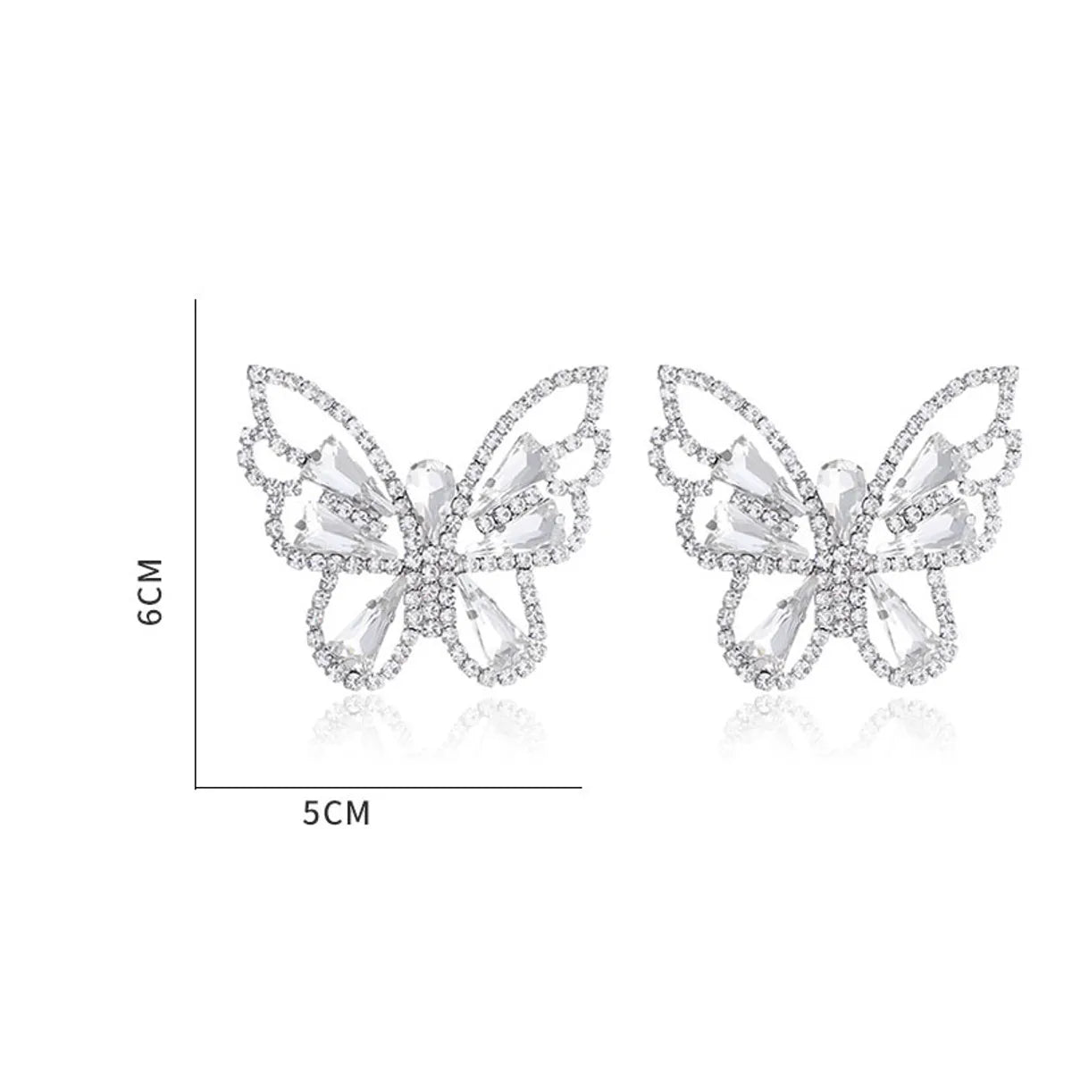 1 Pair Lady Butterfly Irregular Inlay Rhinestone Ear Studs