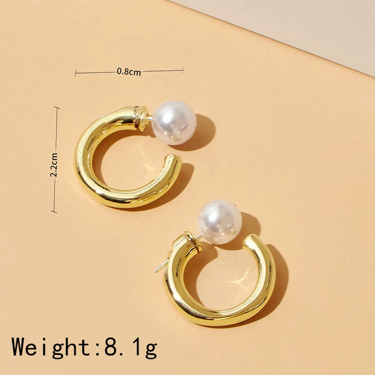 1 Pair Lady C Shape Inlay Copper Artificial Pearls Ear Studs