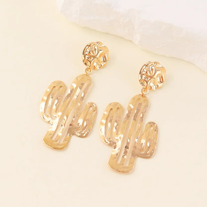 1 Pair Lady Cactus Iron Drop Earrings