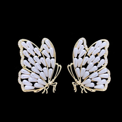 1 Pair Lady Classic Style Butterfly Copper Earrings